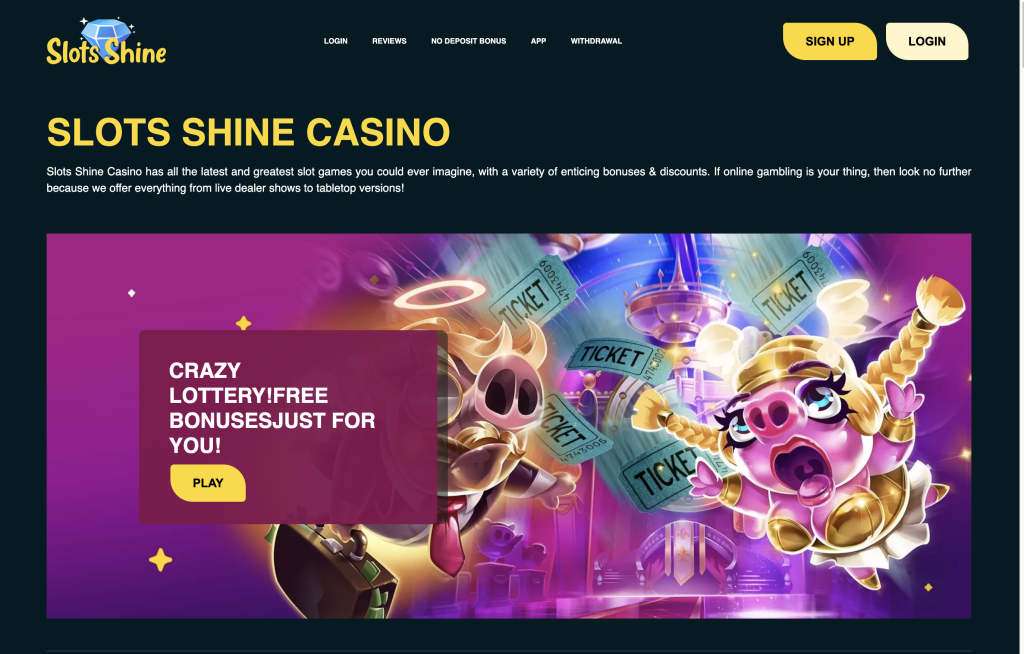 Image of Slots Shine Casino Website