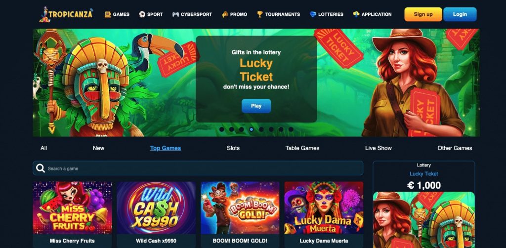 Tropicanza Casino Homepage