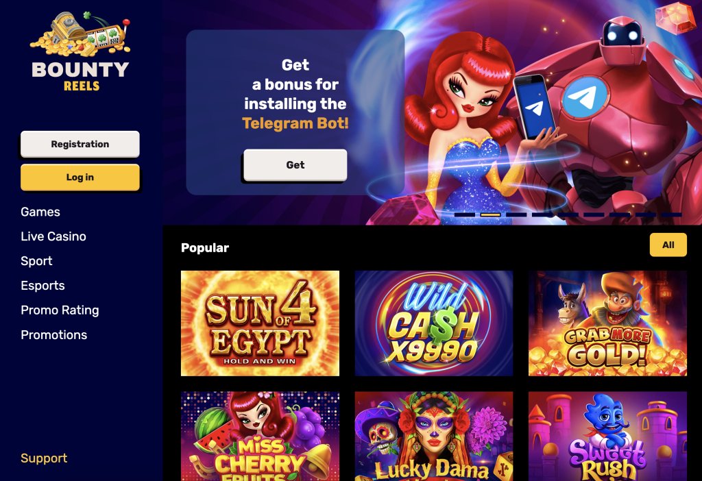 Image of Bounty Reel Casino Website