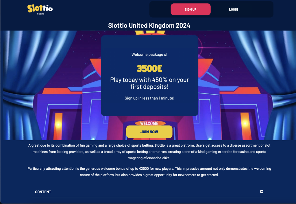 Image of Slottio Casino Website