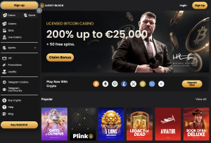 image of lucky block casino website