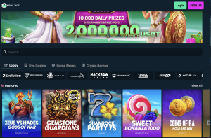 image of mega dice casino website